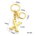 Golden letter X keychain pendant with round ring and lobster clasp in polished finish - Gold Letter X