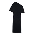 Minimalist black one shoulder velvet midi dress featuring a slim fit and elegant silhouette - XS / Black