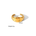 Detailed view of adjustable gold-plated steel ring with star engraving and cubic zirconia - Starburst Zirconia Inlaid (YYR023295-G)