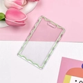 Transparent acrylic card holder with green wavy edges and hanging hole for students - No Accessories / Green