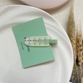 Green checkered hair clip on card display, set of two cute candy color duckbill hairpins - Energetic Plaid