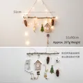 Christmas wall hanging wood branches set with LED lights and rustic star ornaments - Christmas Tree A (Battery Not Included)