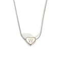 Silver stainless steel snake chain necklace with heart pendant engraved letter W - Letter W (S143S-W)
