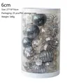 Set of 25 silver and gold 6cm Christmas balls with glitter and mesh in PVC barrel - 25 Pieces/Pack (6cm) / Champagne Blue Series