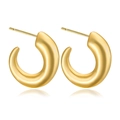 Minimalistische klobige goldene U-Form Edelstahl-Ohrringe mit poliertem Finish - Minimalistischer C-Form Reifenstil (C088)