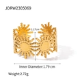 Anello traforato vintage francese placcato oro 18k con diametro interno di 1,79 cm - Stile Texture a Raggiera Solare (JDRW2305069)