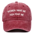 Detail of vintage washed burgundy baseball cap with white embroidered text and vent holes - One Size(Adjustable) / Burgundy