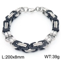Silver stainless steel and black silicone hip hop chain bracelet, 200x8mm size - Gun Black (KB186465-Z)