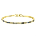 S925 sterling silver gold tennis bracelet with alternating blue and white zircon stones - Machine-made Tennis Chain 2mm Thick Electroplated 14k Gold 16.5cm Long Approximately 3.84g.