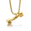 Collar con colgante de mancuerna dorada de acero inoxidable para deportistas - Mancuerna (KP97768) / Dorado