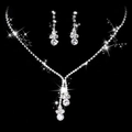 Sparkling bridal jewelry set with cubic zirconia necklace and earrings for weddings - TL083/Y-Shape Tassel Round Diamond