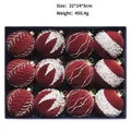 Set of 12 red velvet Christmas balls 8cm with silver glitter patterns in a gift box - Coffee