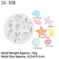 Stampo in silicone a tema marino con stelle marine e conchiglie per decorazione torte - Stile 2 Grigio 15-108