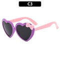 Lunettes de soleil cœur violettes pour enfants avec nœud rose et verres gris - C3-Monture Violette Verre Gris