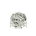 Silver 3D rose flower evening clutch bag with metal chain strap and mirror finish - Without Handle / Silver