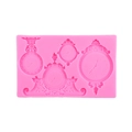 Pink silicone mold featuring four vintage pocket watches with Roman numerals for fondant - Pink