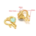 Golden heart charm with dripping design and light blue crystal, size 20x25mm - 20*25mm Hollow Heart - Green