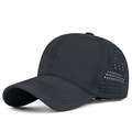Quick-dry breathable dark grey sports baseball cap with laser-cut ventilation holes - Adjustable / Large Size Navy Blue