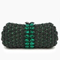 Elegante borsa da sera verde smeraldo con cristalli per feste di lusso e cerimonie formali - verde scuro