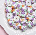 DIY colorful resin beads with 3D flower and letter patterns for jewelry making - White Bead + Purple Flower + Hi + OK