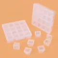 Transparent plastic storage box with 16 individual grid compartments for small components - Box In Box (1+16) (14.6x14.6x3cm)