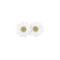 Pair of white embroidered daisy clips with golden center for hair accessories - Style 7-White Embroidery Double Flower Accessory