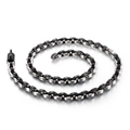 Men's hiphop stainless steel necklace featuring black and silver square link chain - Two-tone Black (KN90267-KFC)