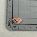 Miniature brown resin bear charm with pink bow and ruler showing 1.5cm size detail - Koala with Bowknot