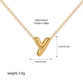 Detailed size specifications for bubble letter Y pendant with dimensions and chain length - Letter Y