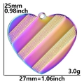 Macro shot of 25mm rainbow heart pendant in 18k gold plated steel with size parameters - Pendant / Colorful