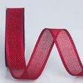 Red mesh Christmas ribbon with wavy lace edges for festive DIY bow decorations - 2.5cm Wide / Burgundy