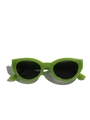 Occhiali da sole chic cat eye con montatura verde lucido e lenti nere scure - Montatura Verde Lenti Grigie