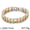 Biker chain bracelet in gold and silver steel finish measuring 225mm long and 11mm wide - 225x11mm / Silver Gold Two-Tone Bracelet(KB44600-D)