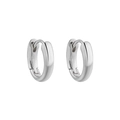Pendientes de aro de plata de ley S925 con acabado pulido minimalista en plata - 8mm / Oro Blanco