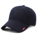 Gorra de béisbol azul oscuro de sarga de algodón con bordado A-KURTZ y etiqueta - Ajustable / Azul marino