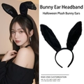 Black plush bunny ear headband for cosplay costume and Halloween party hair accessories - Plush Bunny Ears / Black
