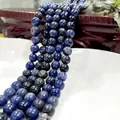 Strand of natural dark blue sodalite round beads for custom jewelry making - High-quality Blue Jasper 37 / 6mm / Approx 63pcs