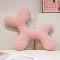 Plush pink balloon dog pillow made of soft teddy fleece on a cozy white sofa - 50*40cm / Pink
