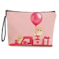 Pochette trucchi in tela rosa con gatti cartoon e regali, borsa portaoggetti portatile - Stile Gatti (xy-063-4) / Con Cinturino