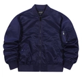 Classic dark blue MA-1 flight jacket with ribbed collar and sleeve zipper pocket - S / Dark Blue