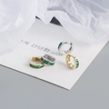 S925 Sterling Silber Creolen mit quadratischen grünen Zirkonia in Gold und Silber Finish - Grüner Zirkonia Vergoldeter Stil