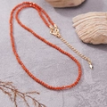 S925 sterling silver necklace featuring orange gemstone beads and a gold clasp finish - 2mm Natural Persimmon Red Agate Bead Necklace