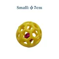 Small 7cm hollow TPR rubber dog toy ball in bright yellow with a purple inner bell - Small Yellow with Bell