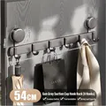 Gunmetal suction cup wall rack with 6 hooks for seamless heavy-duty home storage - Suction Cup Behind Door Hooks / 6 Hooks - 540mm / Gunmetal