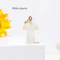 Mini mushroom pendant made of natural white quartz with a golden metal clasp - White Crystal