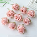 Nine artificial silk rose heads in soft pink color for DIY floral arrangements - Light Pink