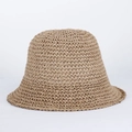 Minimalist breathable khaki straw bucket hat for women's summer sun protection - M (56-58cm) / Khaki
