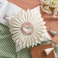Pink and white 3D flower decorative pillow cover in square shape on a cozy blanket - 2026 Edition White Pink Center Square Sunflower (Cover Only) / 18x18 Inch
