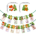 Bannière photo d'animaux de forêt pour les 12 mois de bébé avec détails des tailles - Bannière Photo Bébé Mensuelle Type B