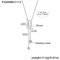 Collana in acciaio inossidabile argento con ciondolo in zircone 5A e catena regolabile - 55+5cm / Argento